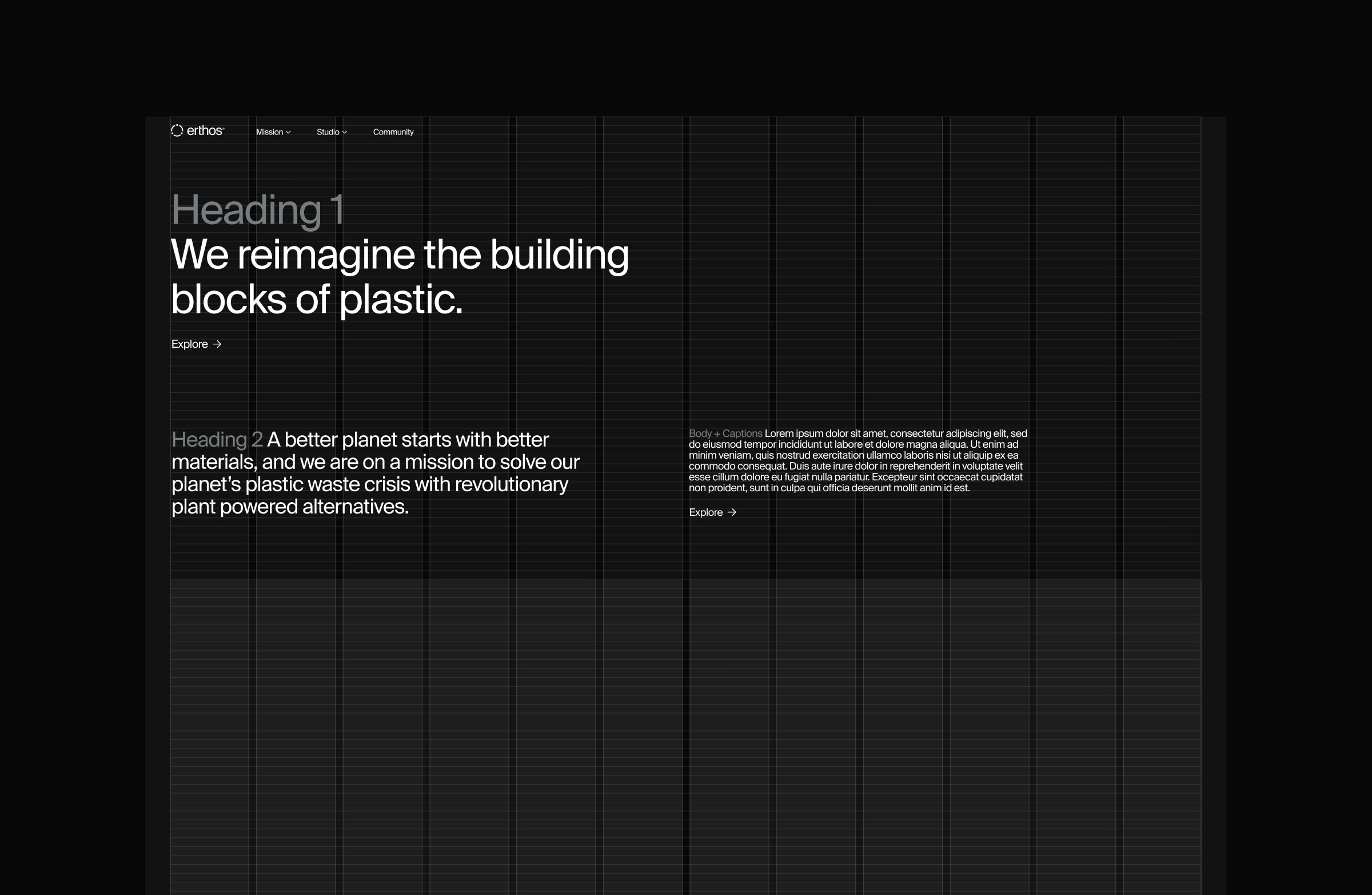 website type and spacing styling