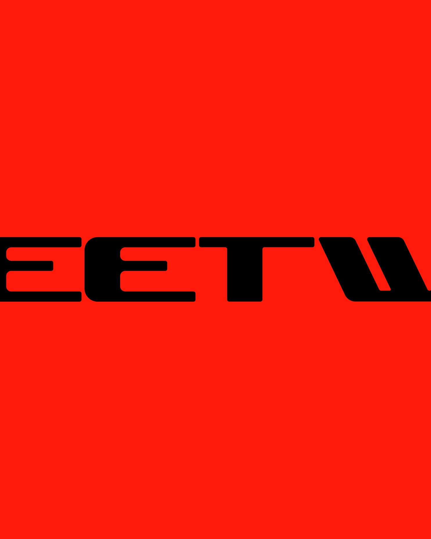 Cropped black "EETW" lettering on red background, part of a larger "STREETWEAR" wordmark composition