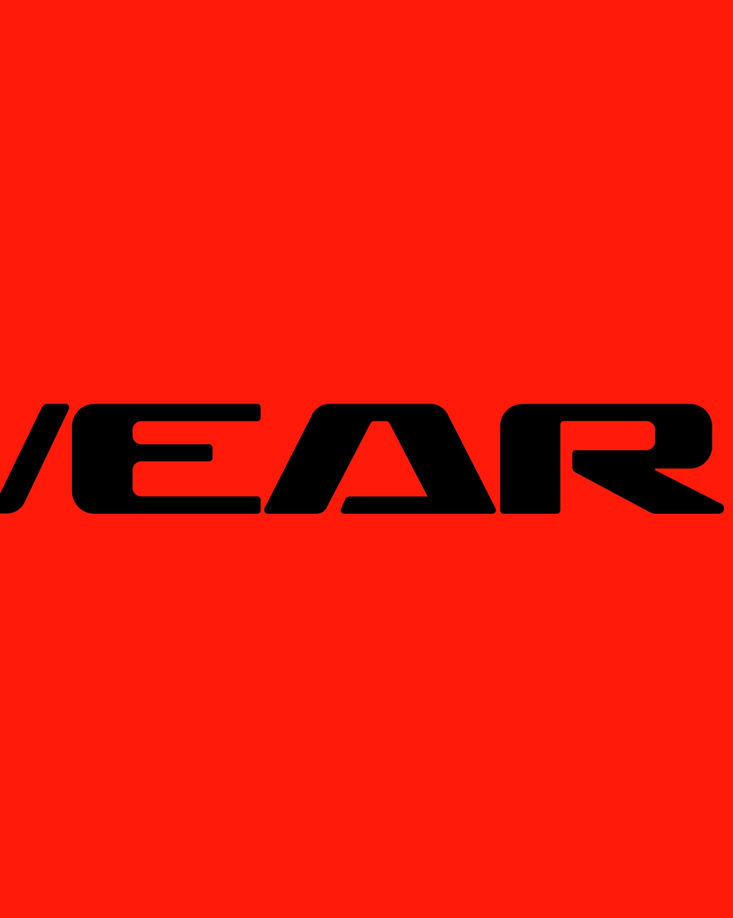 Cropped black "WEAR" lettering on red background, part of a larger "STREETWEAR" wordmark composition